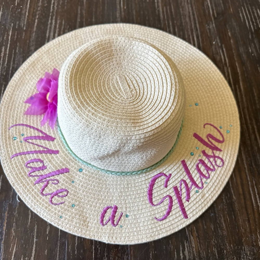 Adult Size 57 CM Walt Disney Parks Ariel Make A Splash Straw Beach Sun Hat New